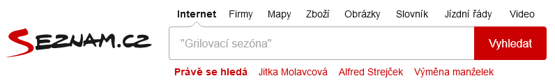 Vyhledávací pole na hlavní stránce Seznam.cz